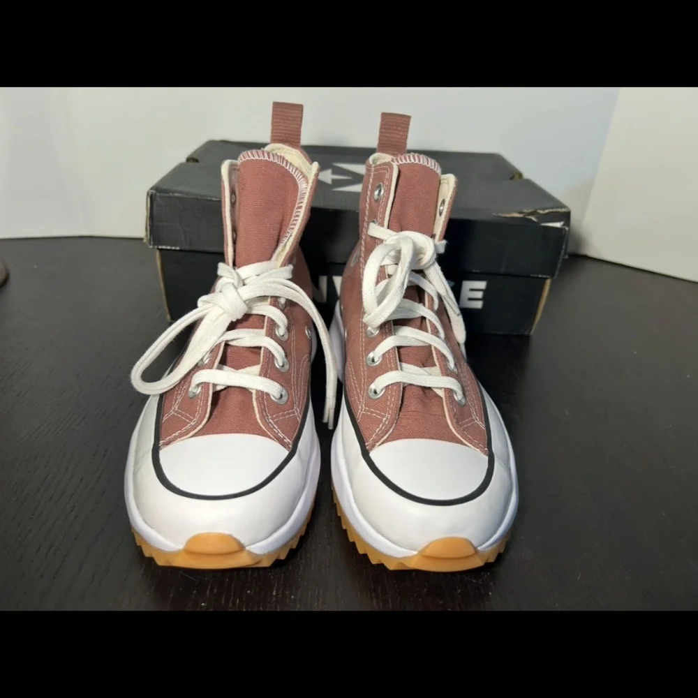 Converse Run Star Hike Hi Platform Shoes Sneakers Saddle/Black/White Womans 7